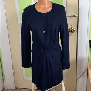 Cabi $198 Lido Jacket Size M Navy Blue Ponte Knit 3 button Coat/ Blazer #5093